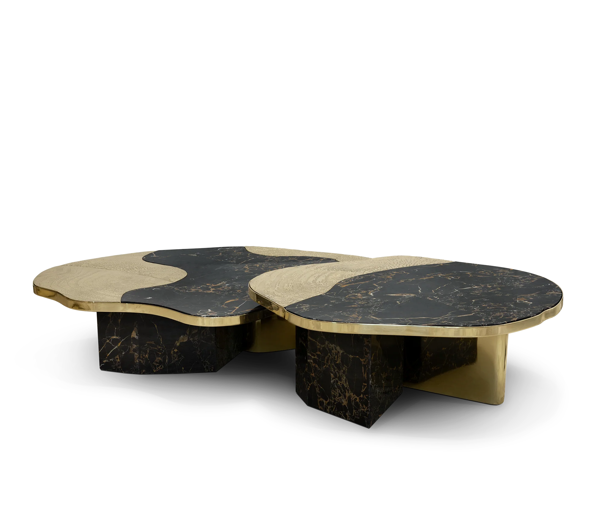 Ophelia Portoro Marble And Gold Center Table - Image 3