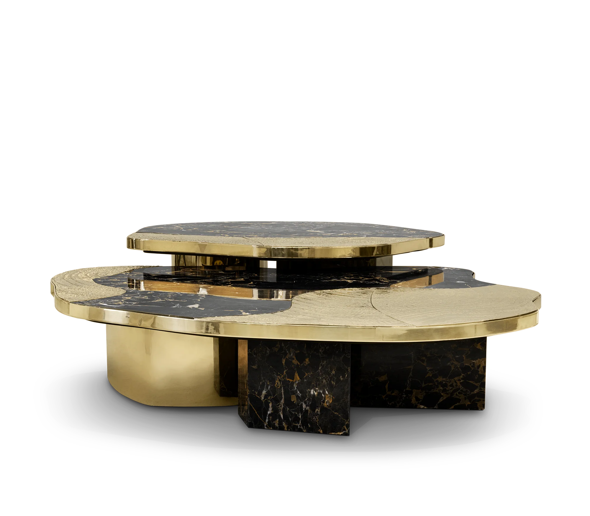 Ophelia Portoro Marble And Gold Center Table - Image 4