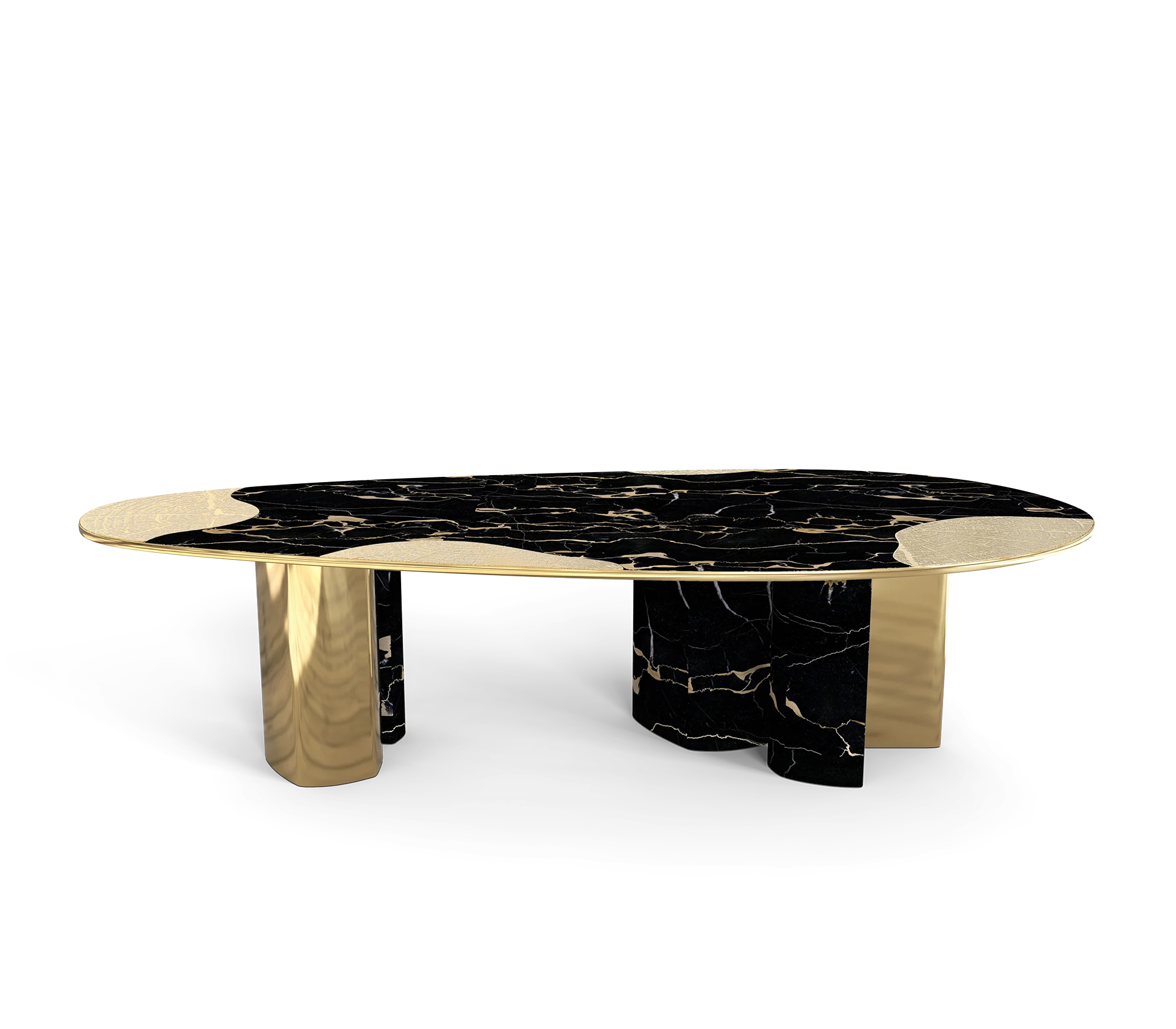 Ophelia Portoro Marble And Gold Dining Table
