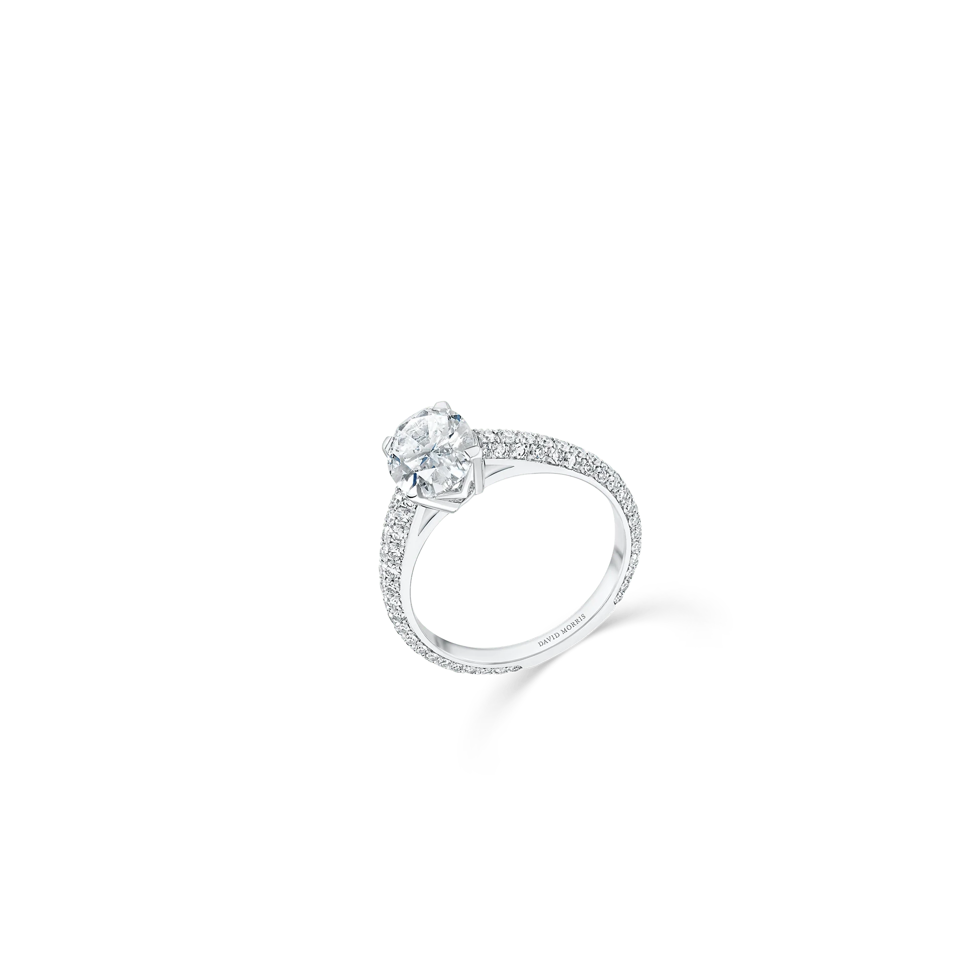 Oval Cut With Skinny Pave Band White Diamond Engagement Ring, 1.61ct - Image 3
