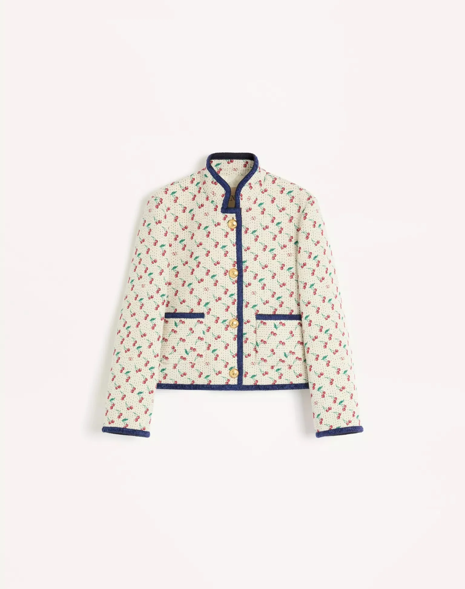 Padded Caban With Cherryfic Print Jacquard