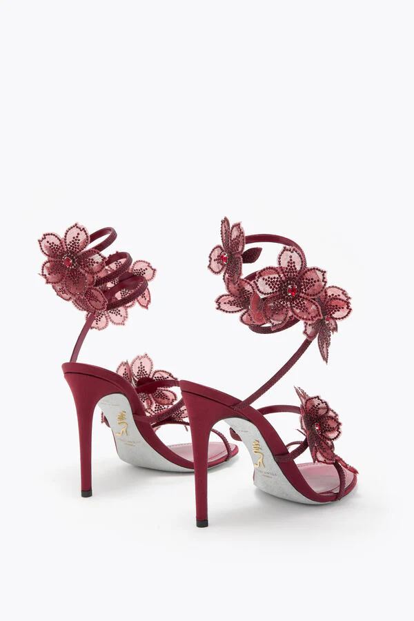 Peach Flower Burgundy Sandal 105 - Image 3