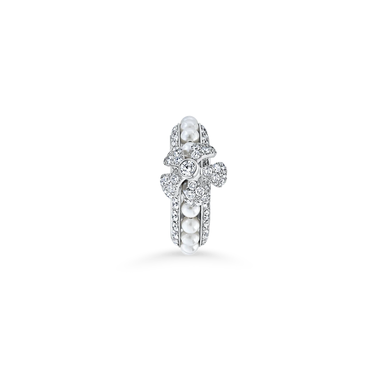 Pearl Rose Flower Single Row Ring