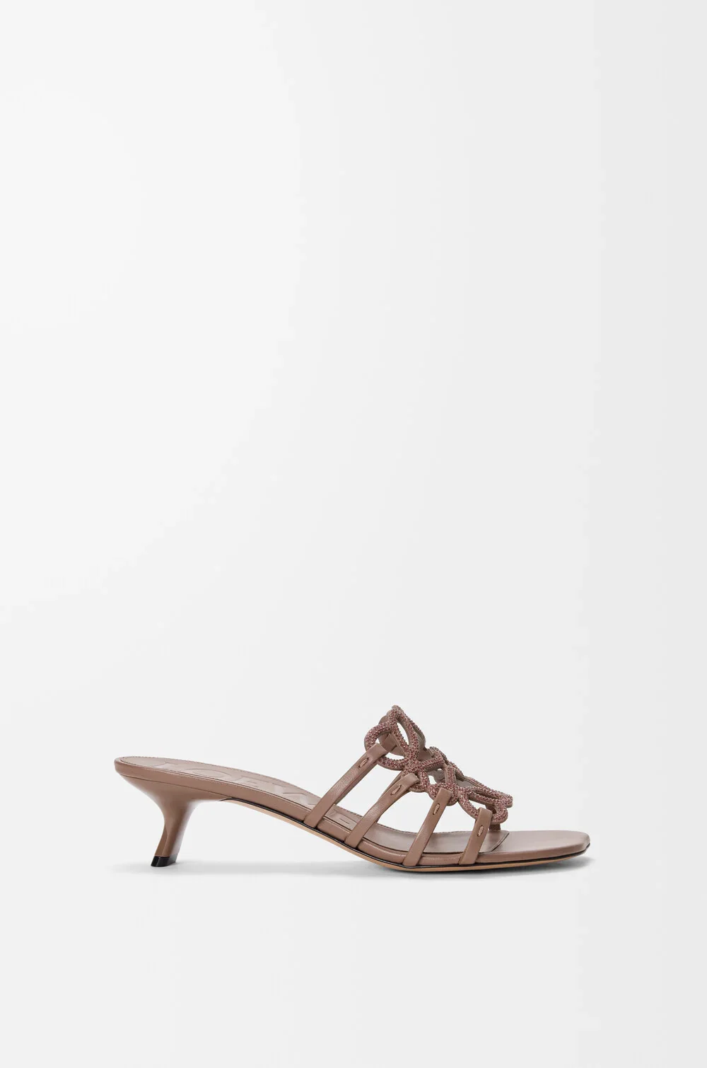 Petal Anagram Slide In Rhinestone-embellished Suede