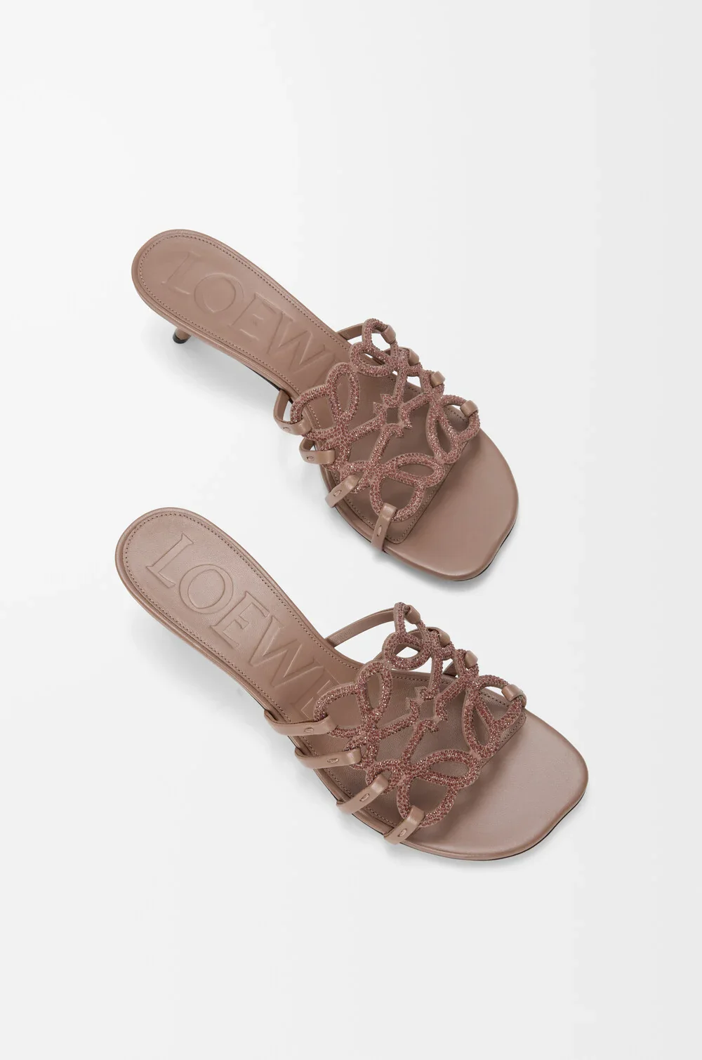 Petal Anagram Slide In Rhinestone-embellished Suede - Image 3