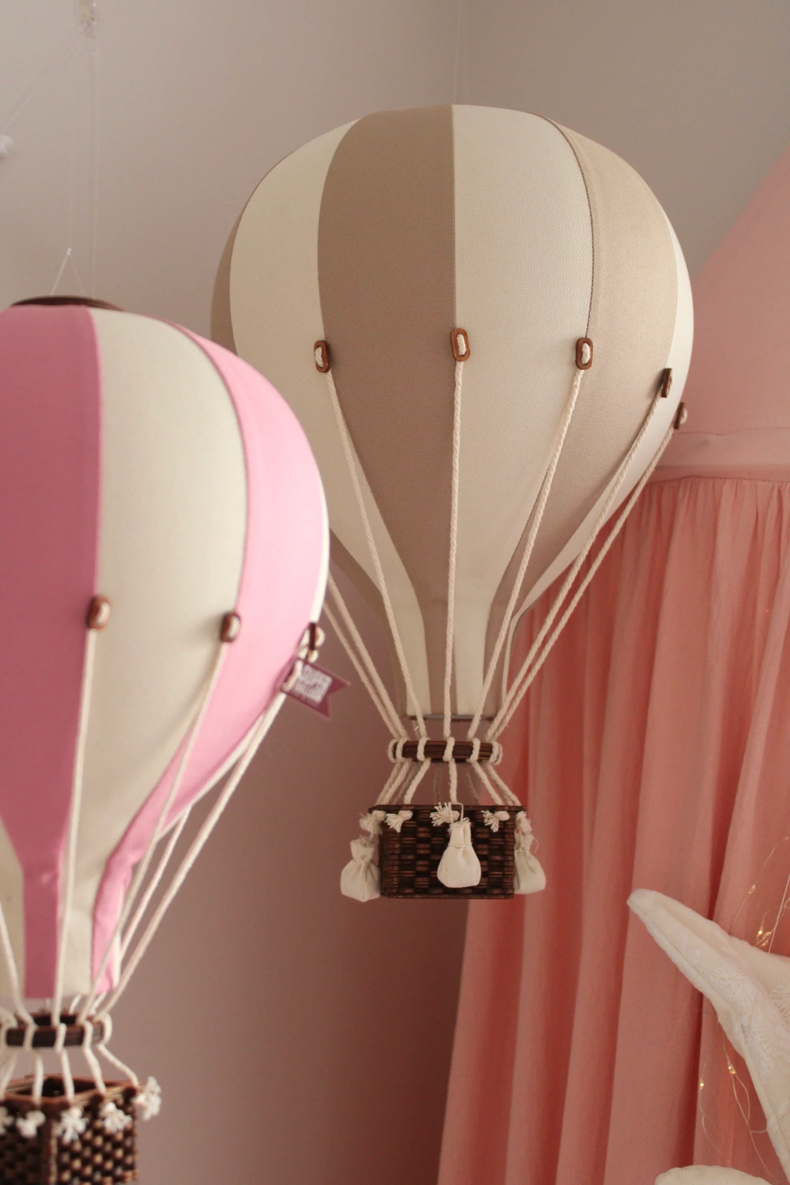 Pink and Beige Decorative Hot Air Balloon (3 Sizes) - Image 3