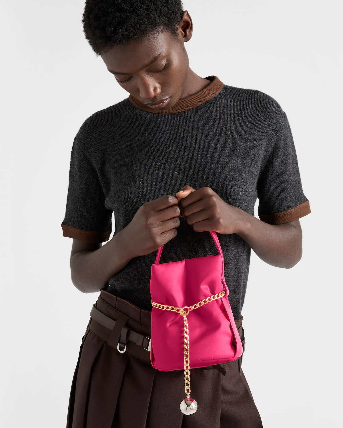 Prada Petit Sac Noir Mini Re-nylon And Nappa Leather Bucket Bag - Image 7