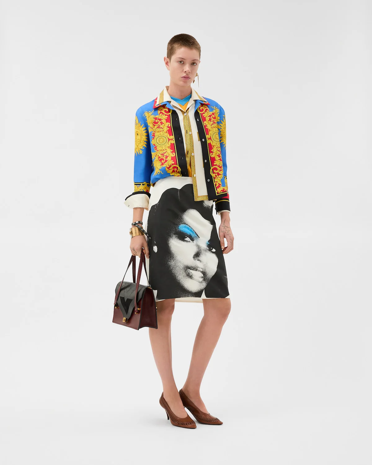 Printed Silk-Poplin Pencil Skirt - Image 2