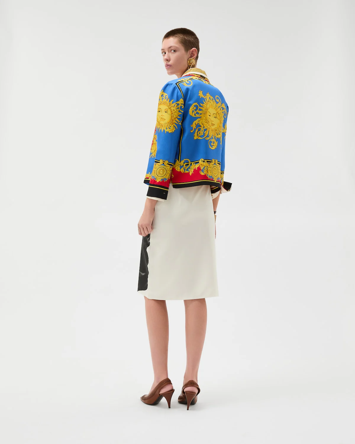 Printed Silk-Poplin Pencil Skirt - Image 3