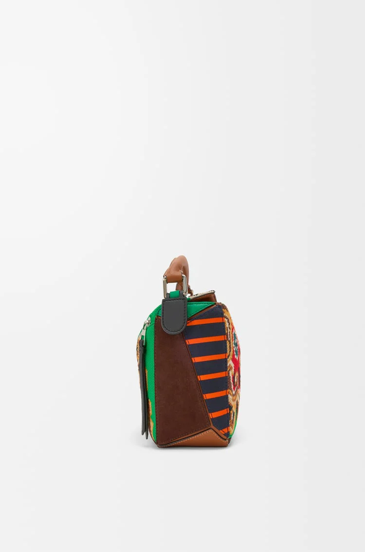 Puzzle 10 Patchwork Re-Edition Bag In Calfskin, Suede And Canvas - Image 3