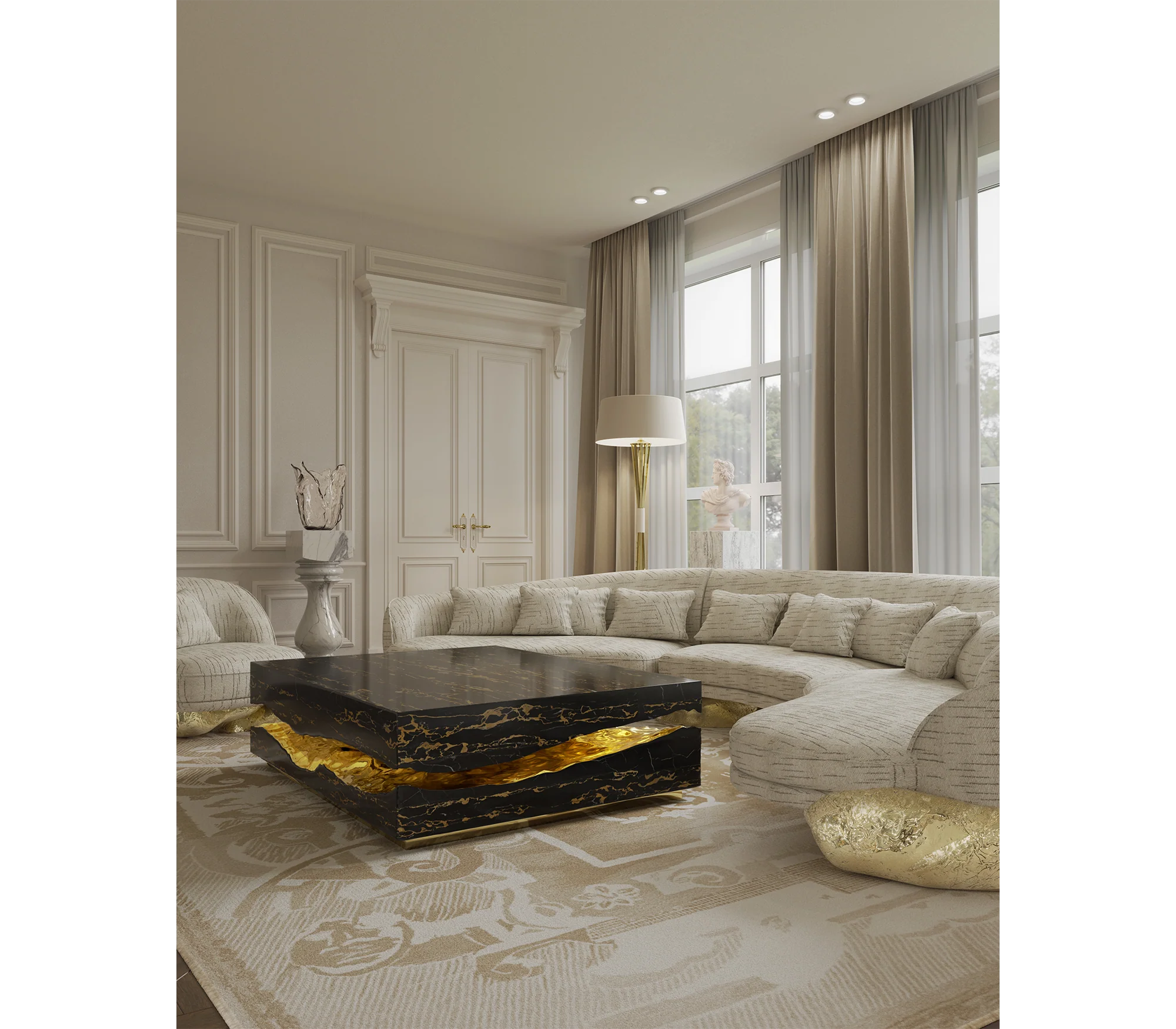 Quarry Nero Marquina Marble Center Table - Image 2