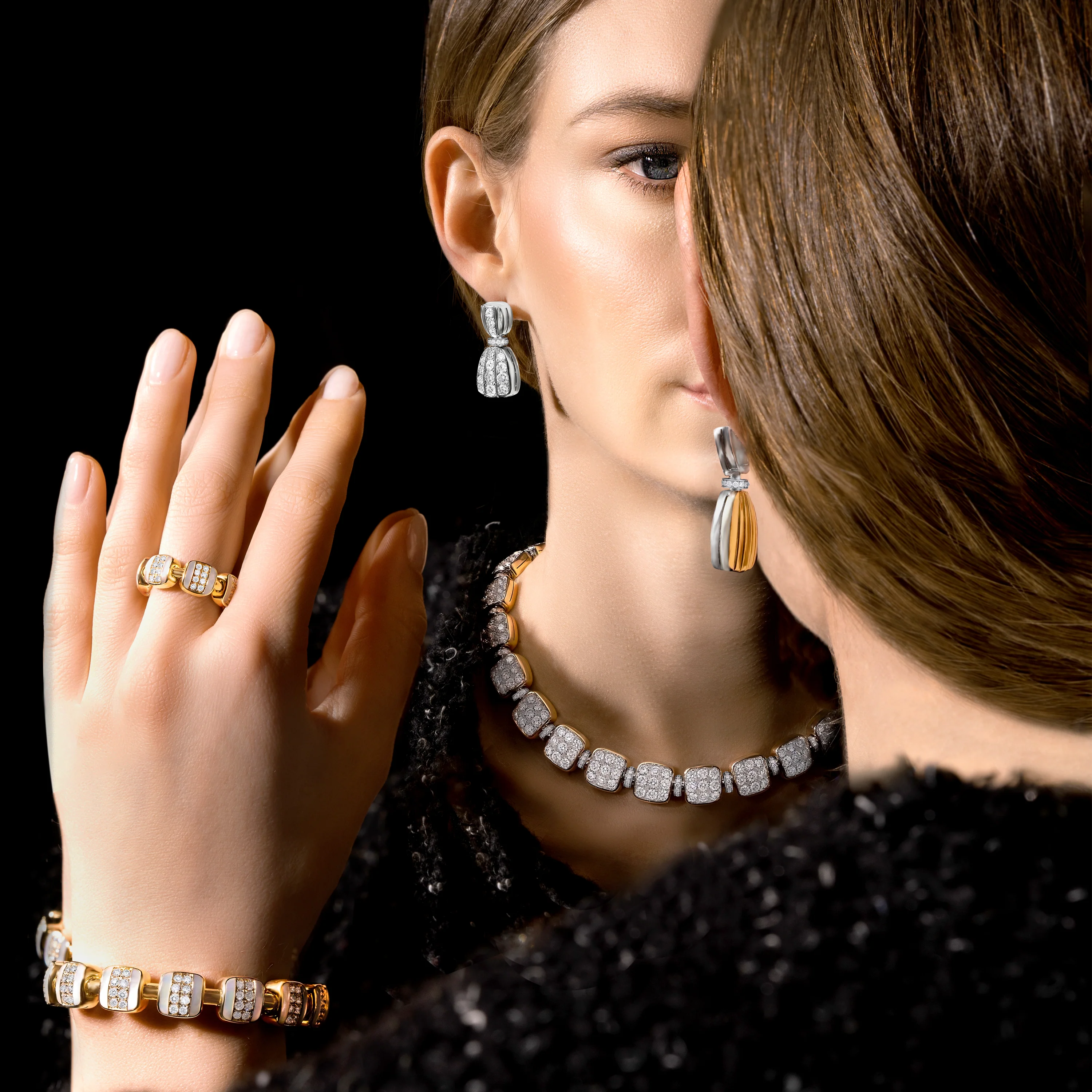 Reversible Xpandable™ diamond and white mother-of-pearl ring - Image 2
