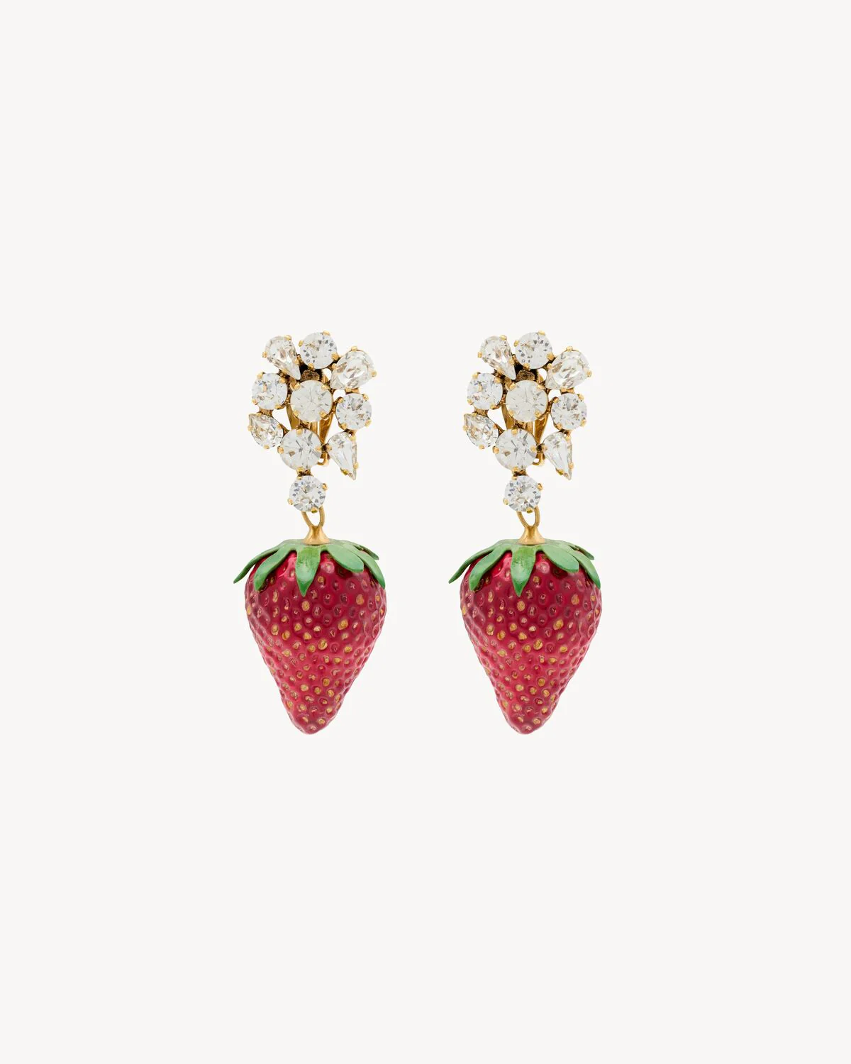 Rhinestone Strawberry Earrings In Resin And Metal