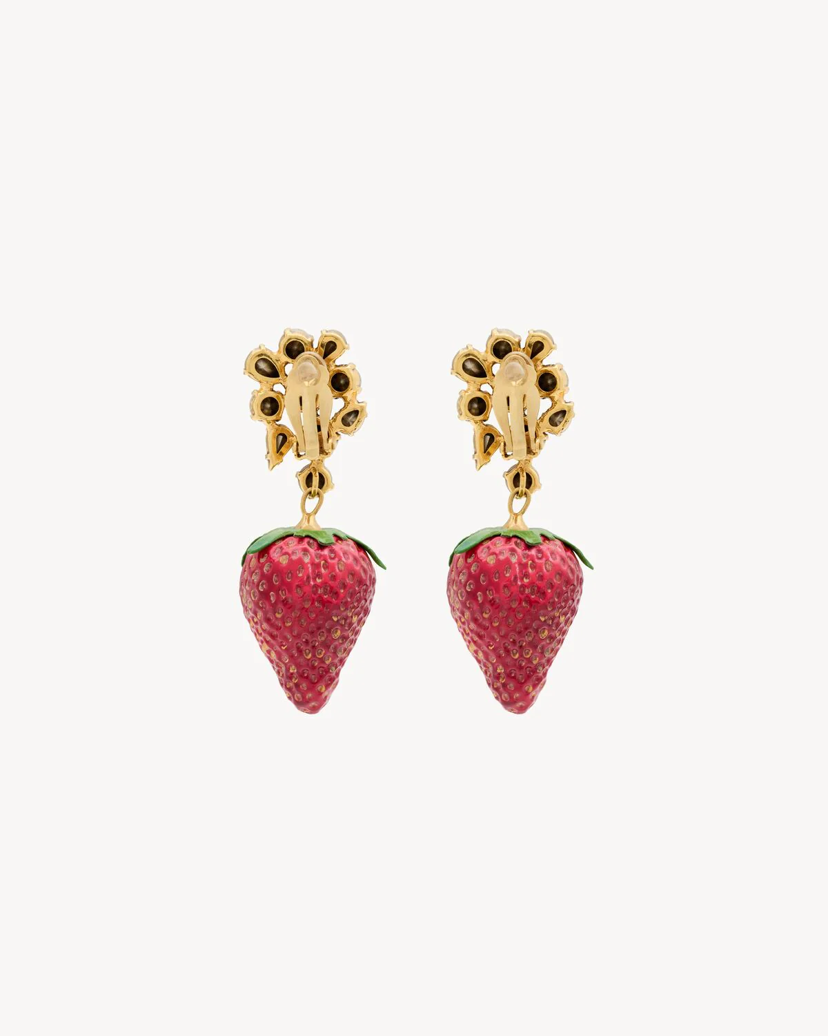 Rhinestone Strawberry Earrings In Resin And Metal - Image 3