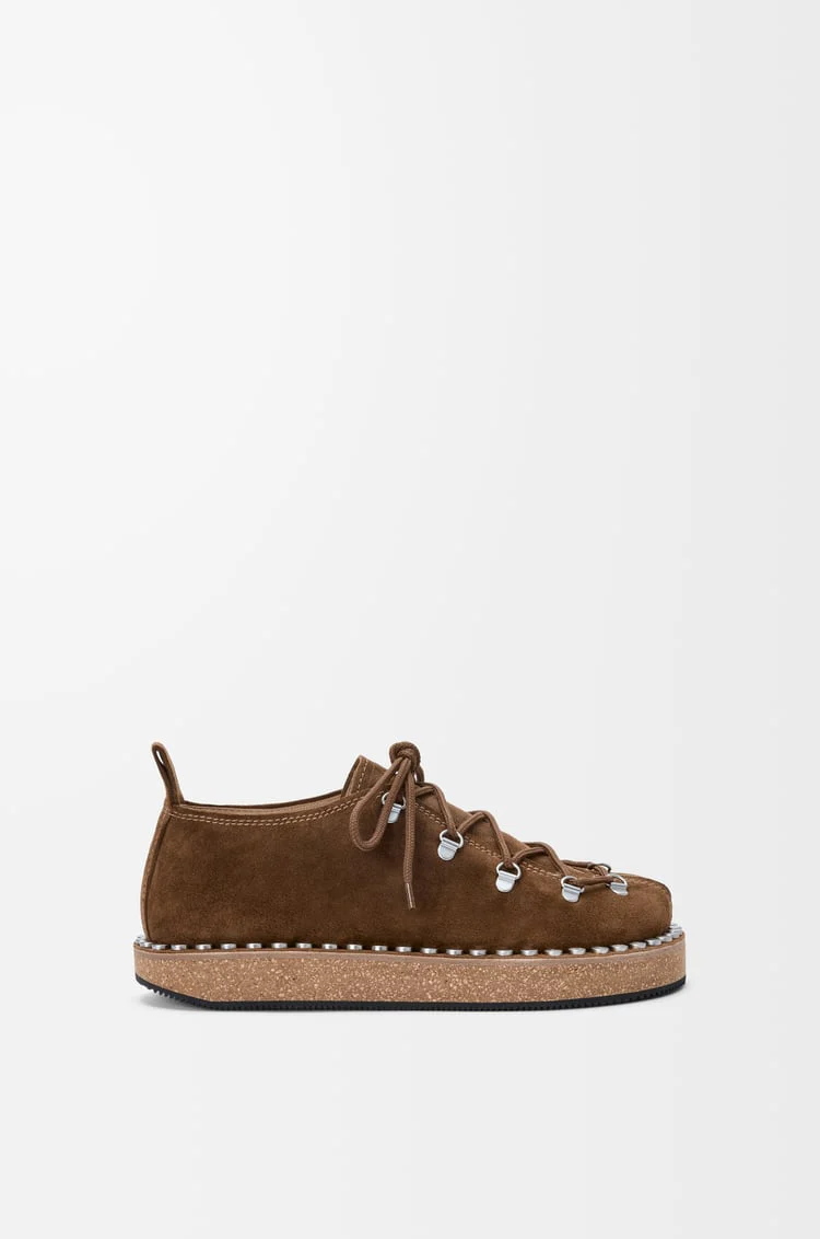 Rivet Lace-Up In Suede Calfskin