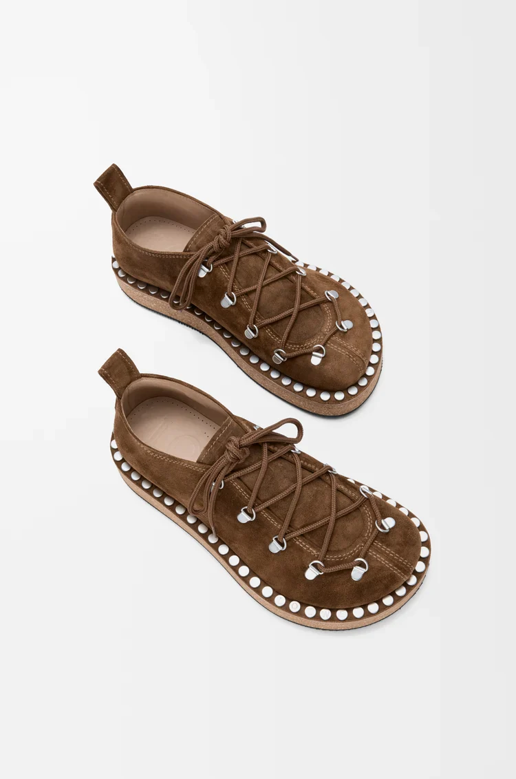 Rivet Lace-Up In Suede Calfskin - Image 4