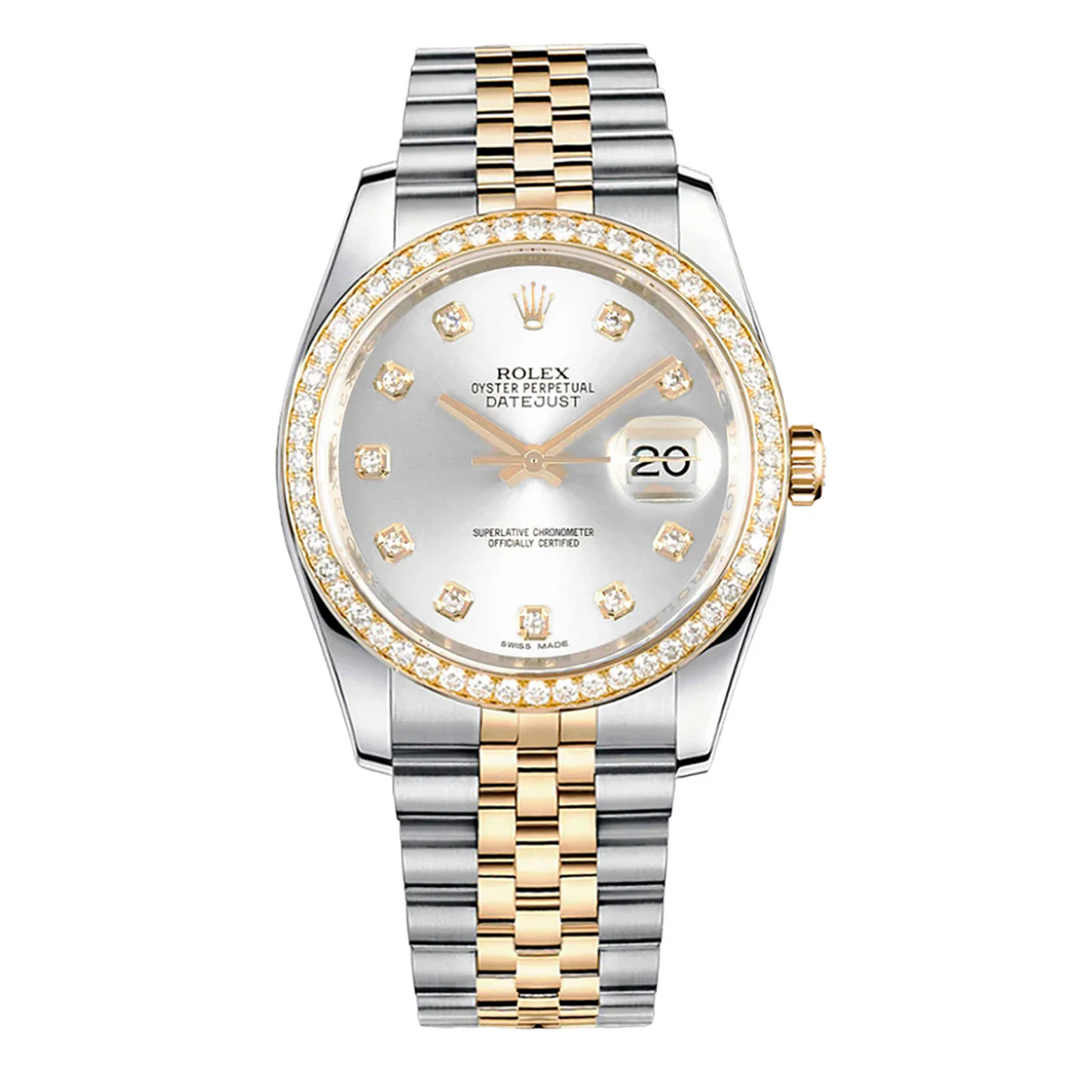 Rolex Datejust 36mm 116243 Diamond Bezel, Silver Diamond Dial, Worn 2013