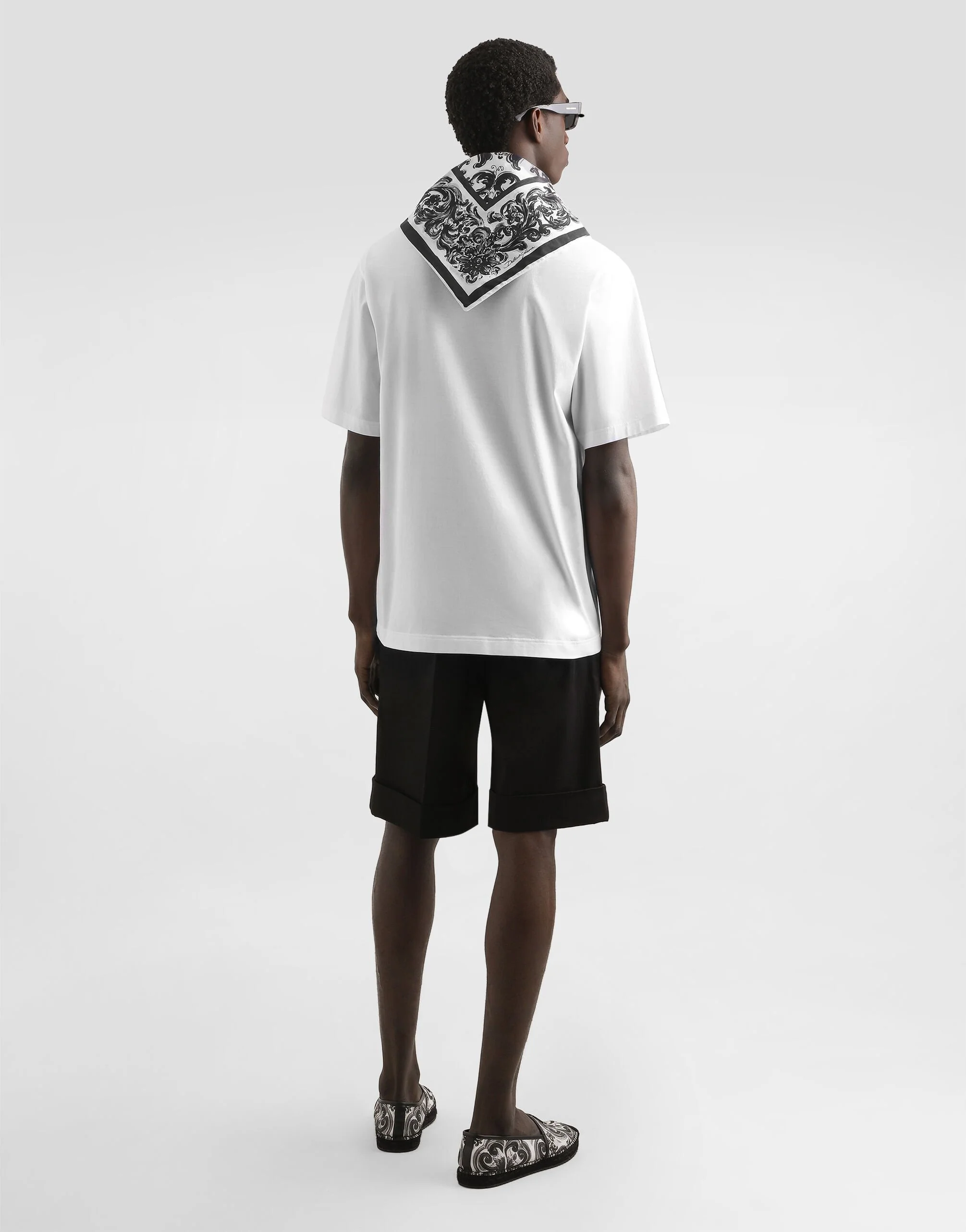 Scarf Detail Cotton T-shirt - Image 4