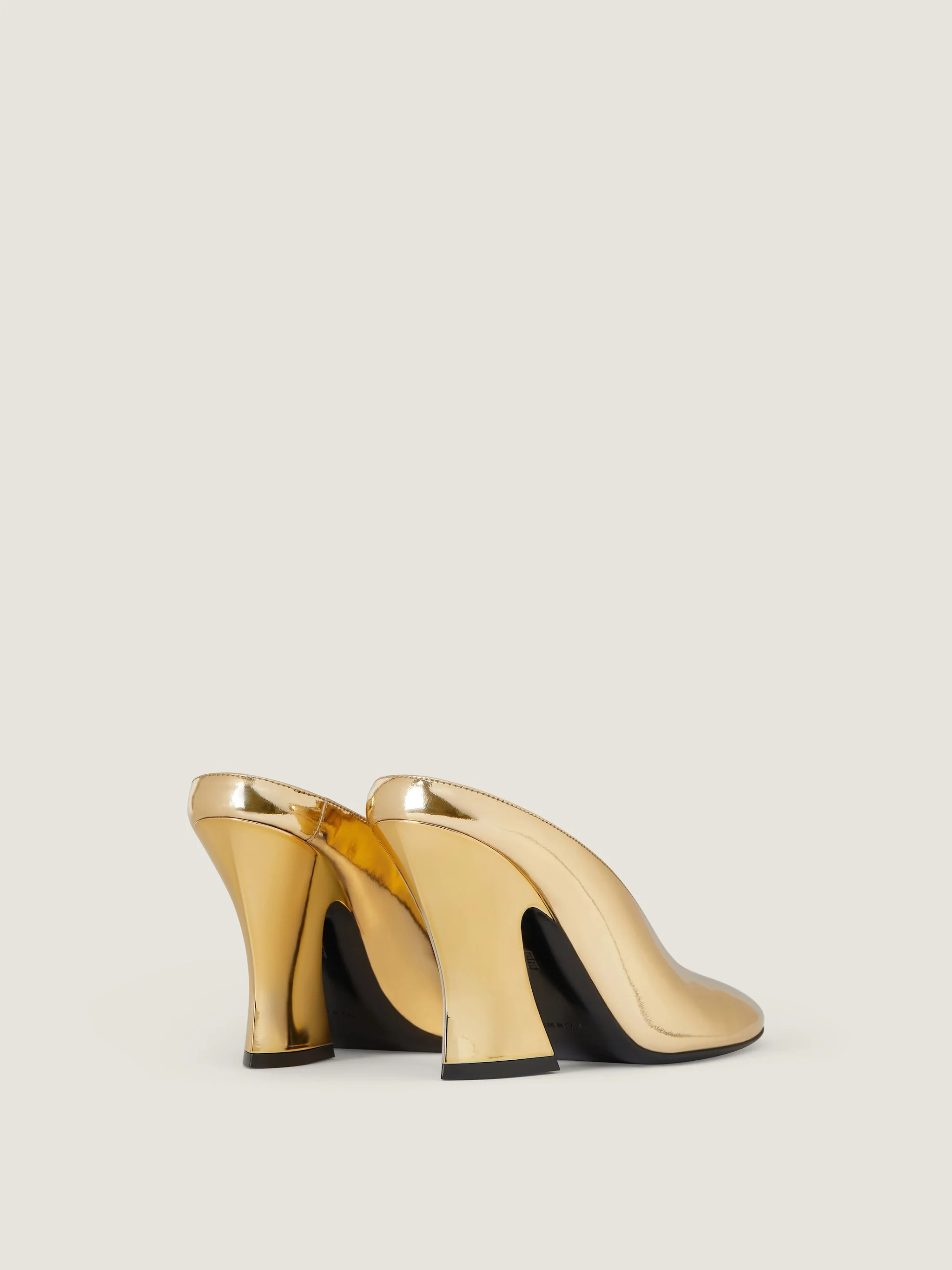 Sculpted Heeled Mules In Mirror Effect Leather - Image 3