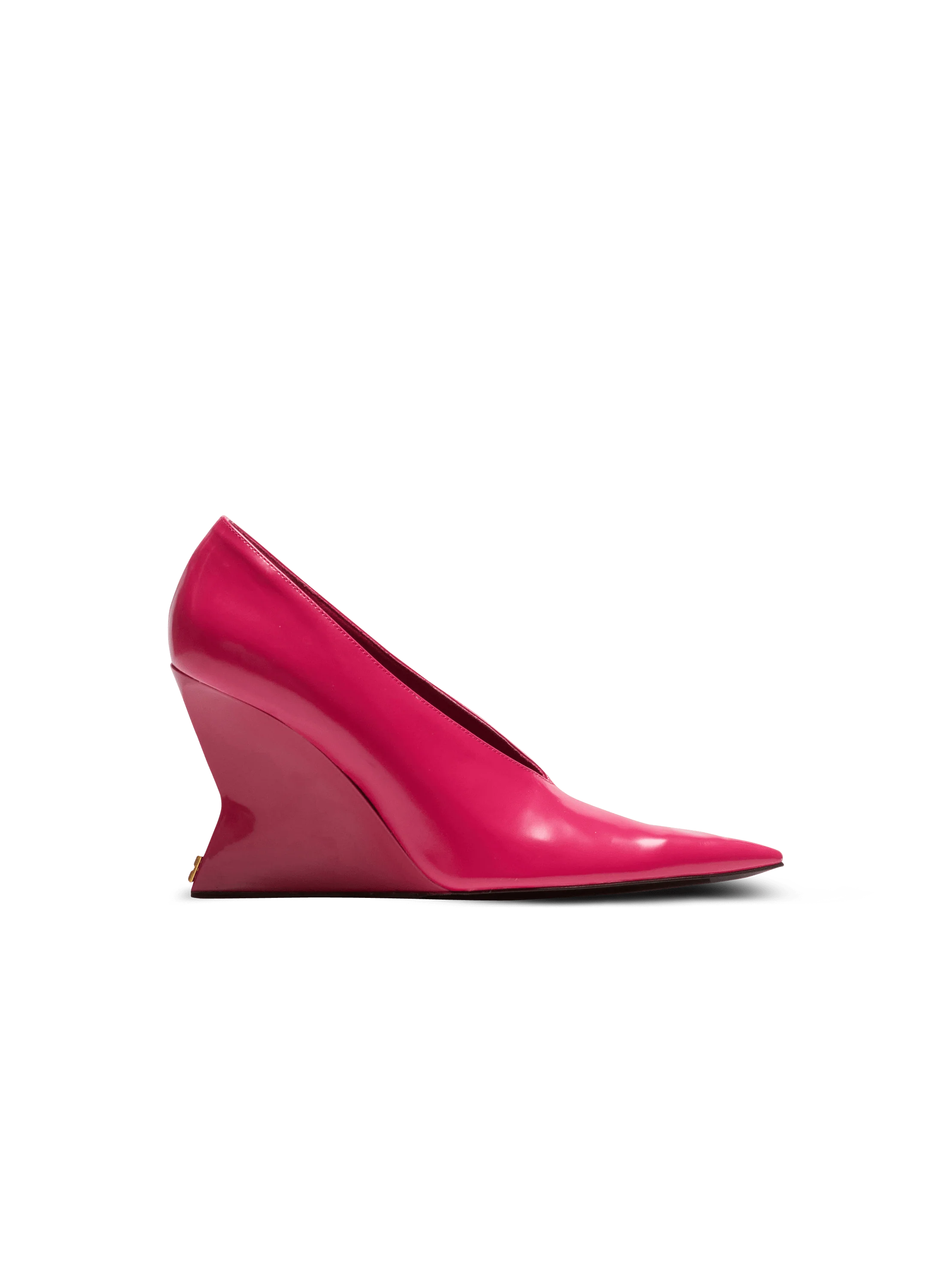 Shiny Lambskin Wedge Pumps - Image 5