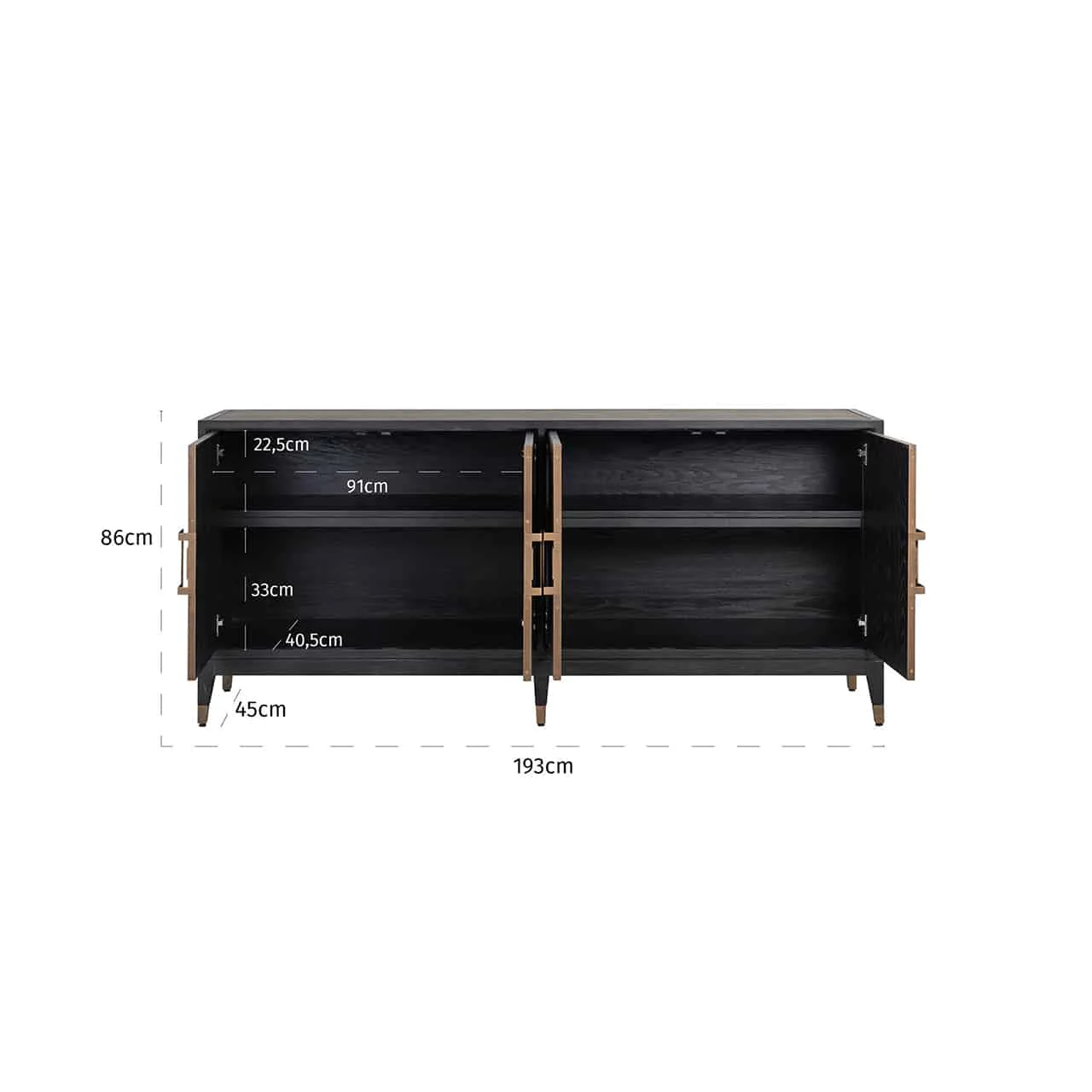 Sideboard Bloomingville 4-door shagreen (Gold) - Image 4
