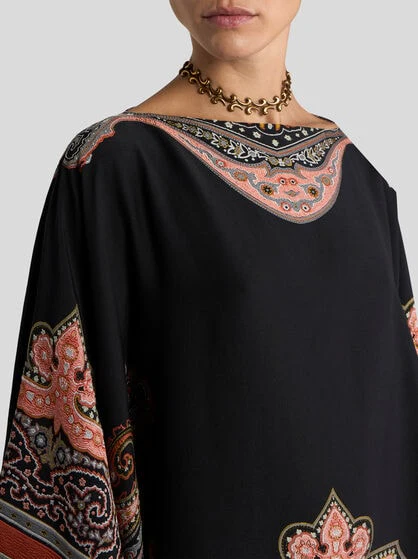 Silk-blend Poncho Top With Fil-coupé Embroidery - Image 3
