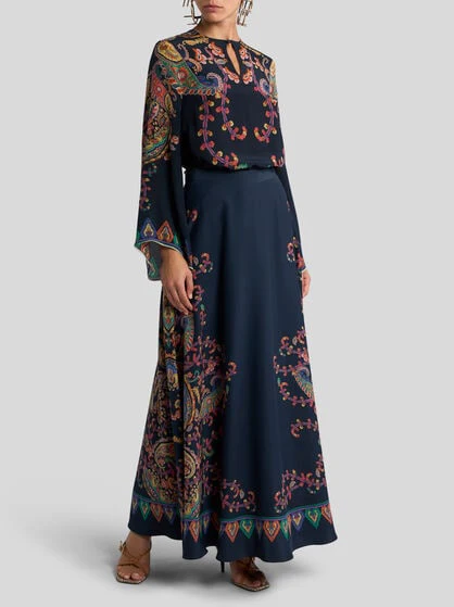 Silk Blouse With Placed Floral Paisley Print - Image 4