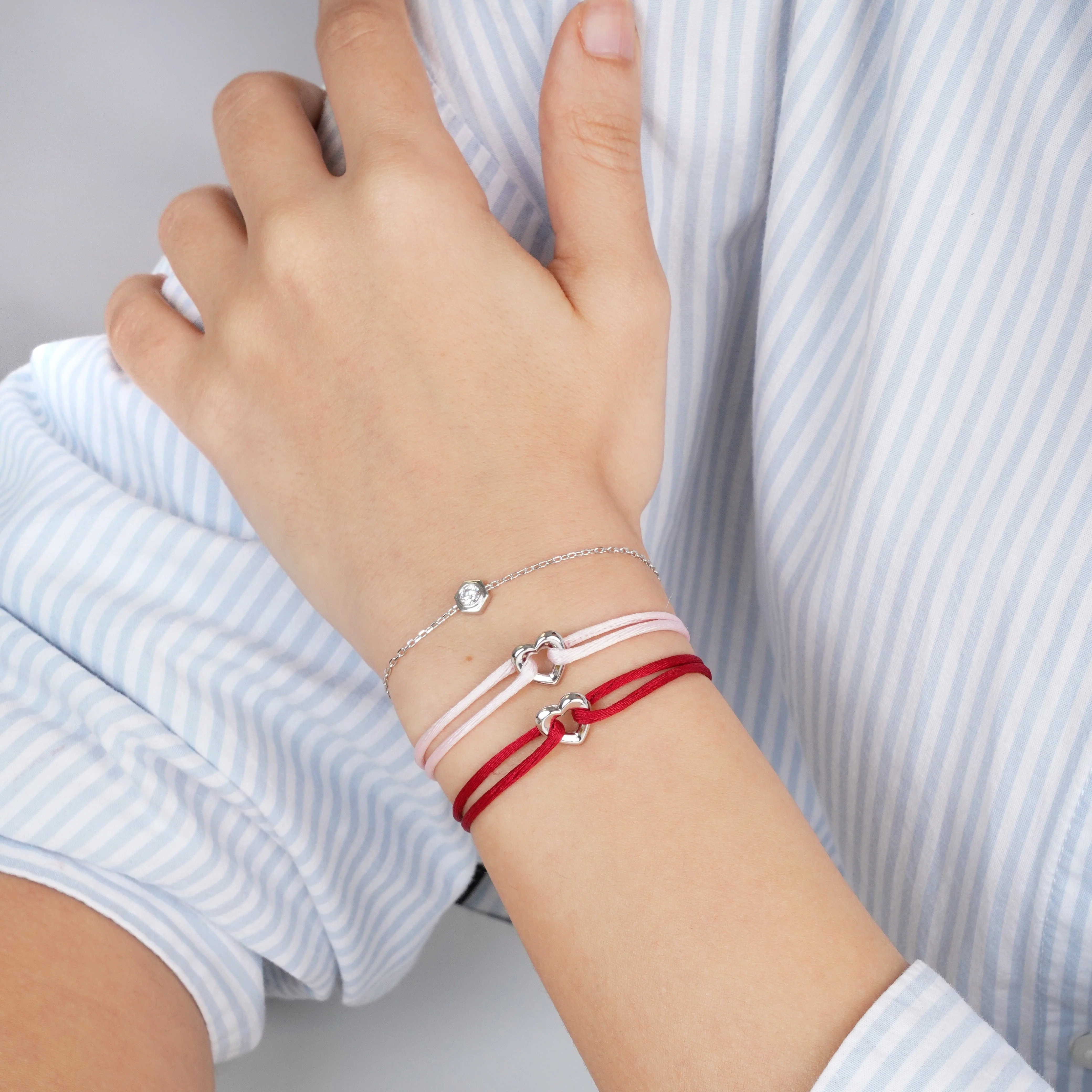 Silver Heart Cord Bracelet - Image 28