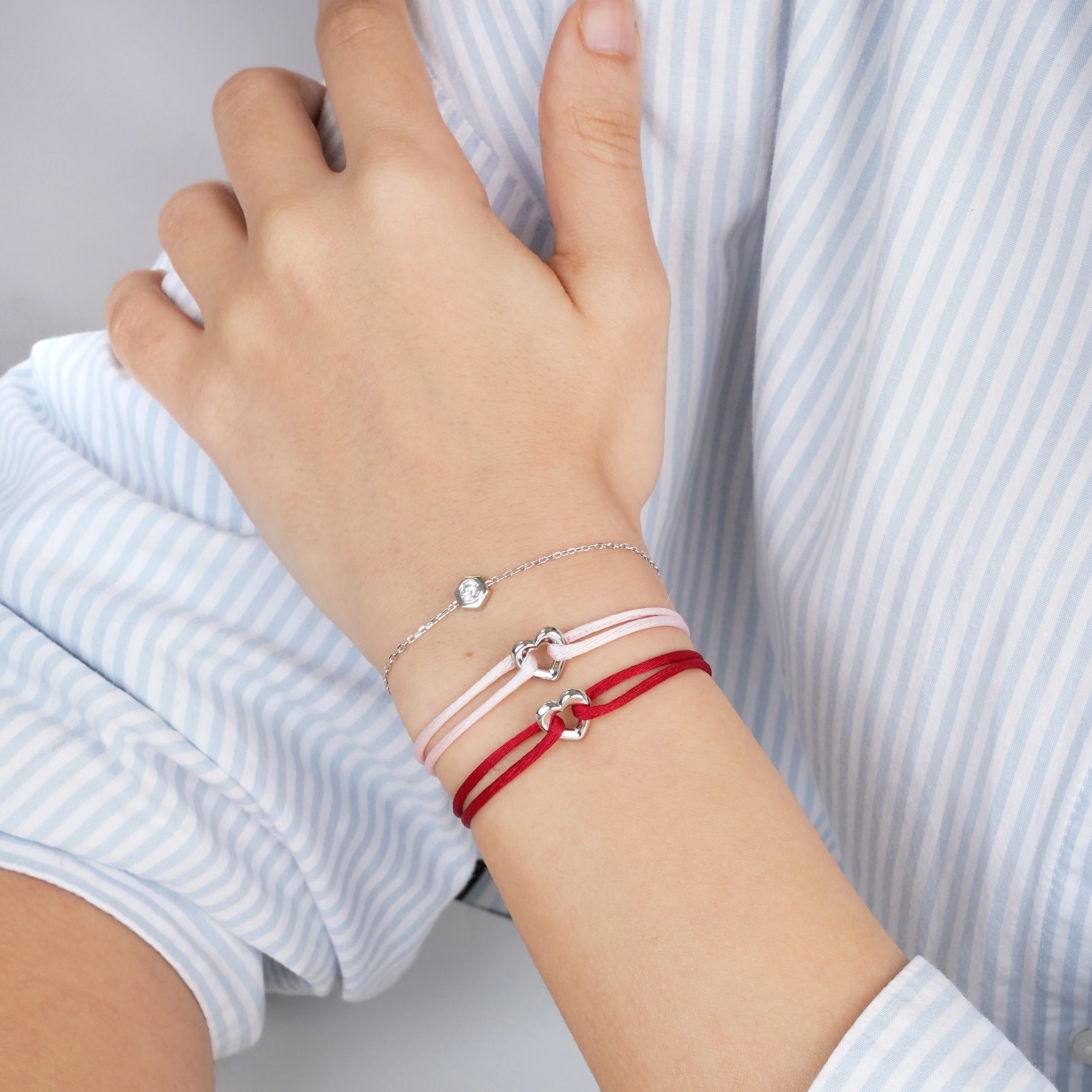 Silver Heart Cord Bracelet - Image 29