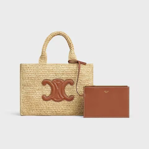 Small Cabas Thais In Raffia And Calfskin - Image 2