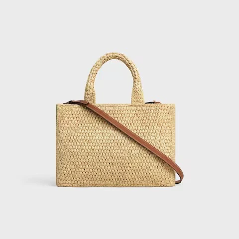 Small Cabas Thais In Raffia And Calfskin - Image 3