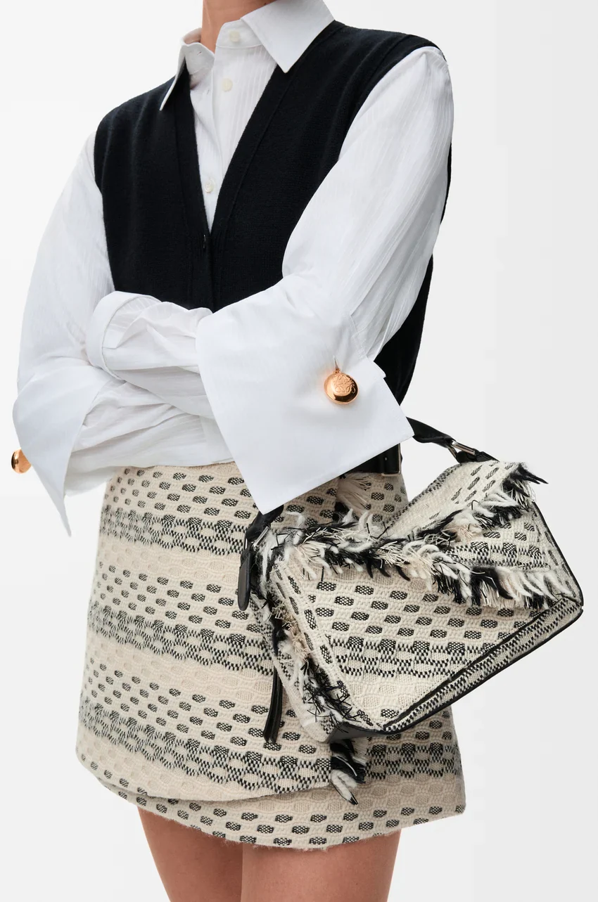 Small Puzzle Bag In Woven Textile - Image 2