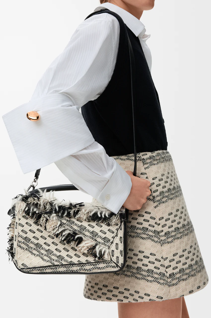 Small Puzzle Bag In Woven Textile - Image 3