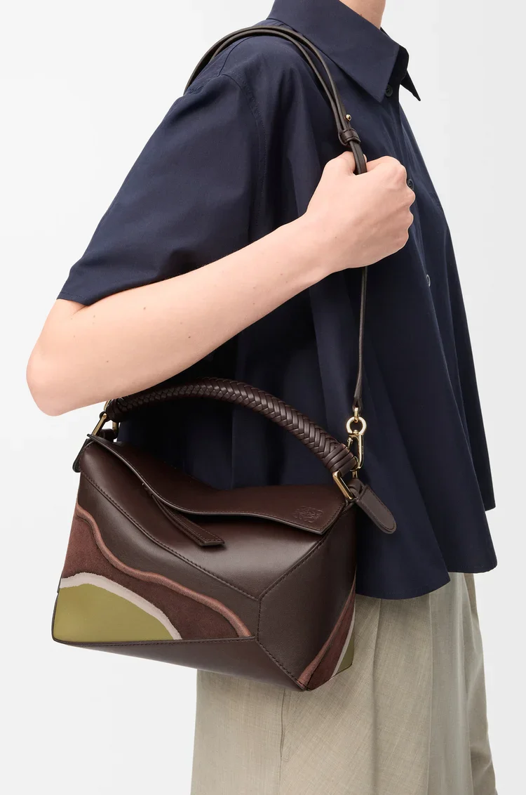 Small Puzzle Edge Landscape Bag In Nappa Calfskin - Image 3