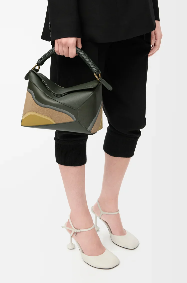 Small Puzzle Edge Landscape Bag In Nappa Calfskin - Image 5