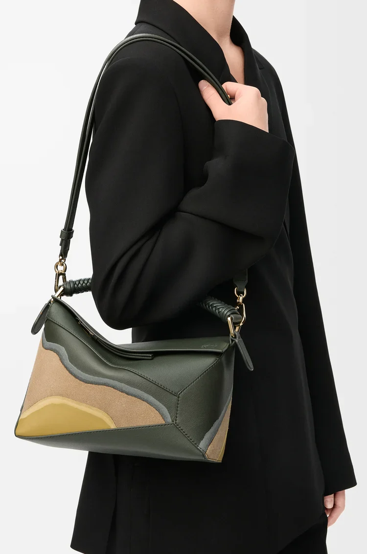 Small Puzzle Edge Landscape Bag In Nappa Calfskin - Image 6
