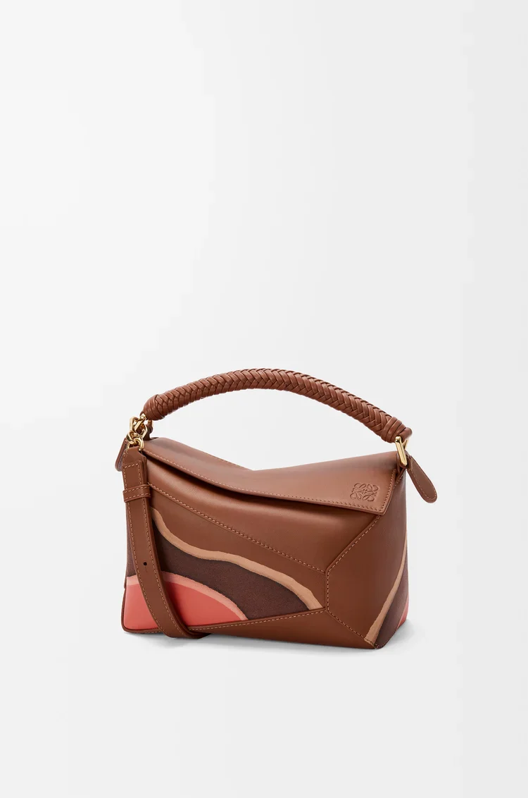 Small Puzzle Edge Landscape Bag In Nappa Calfskin - Image 7