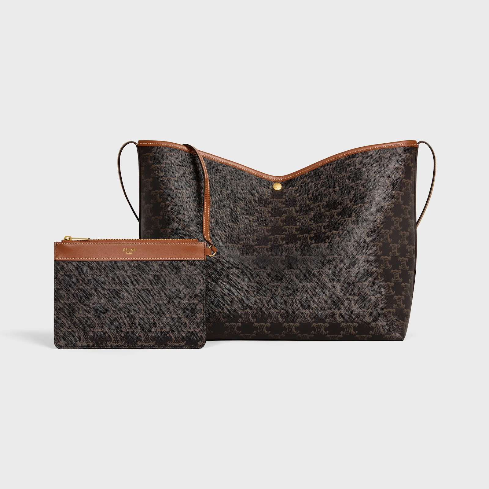 Soft Shopper Bag In Triomphe Canvas And Calfskin - Image 3
