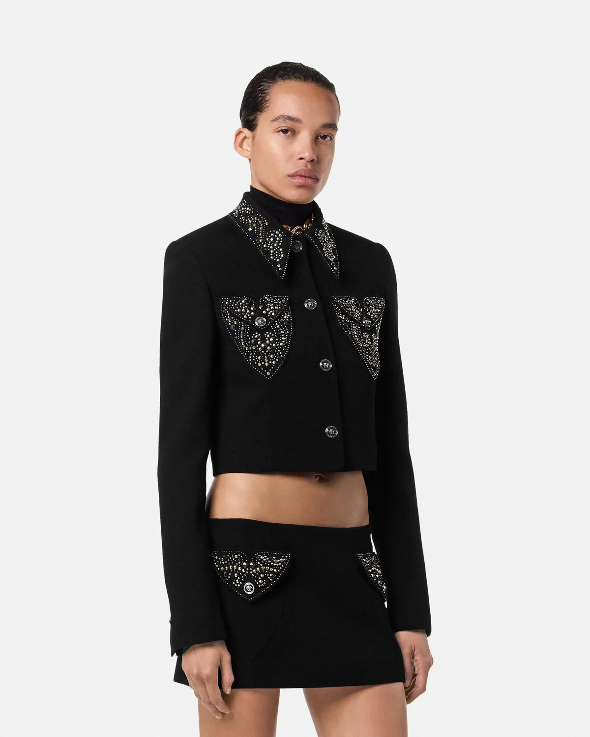 Studded Wool Crop Jacket - Image 3