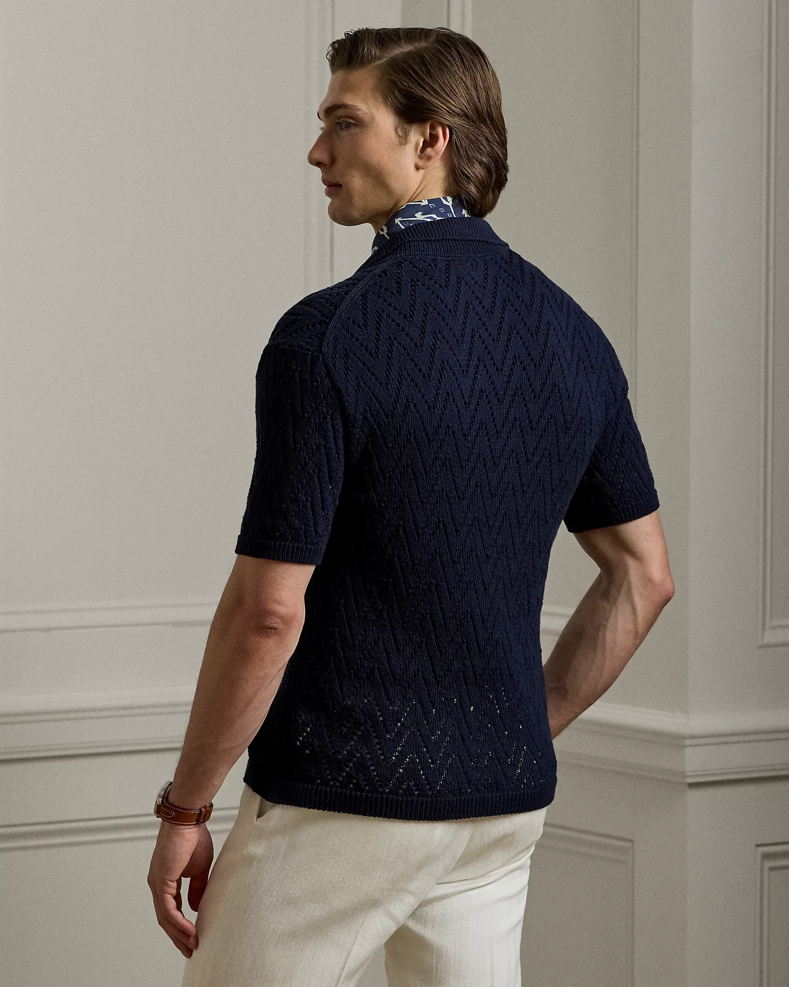 Textured Cotton Short-Sleeve Cardigan - Image 3