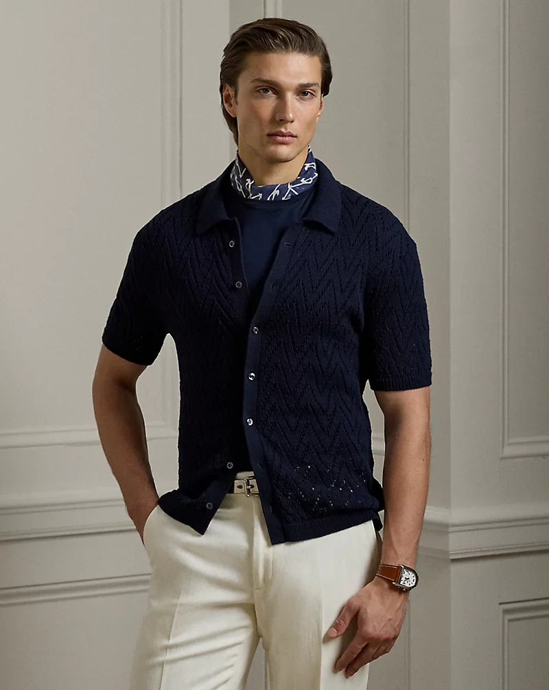 Textured Cotton Short-Sleeve Cardigan - Image 4