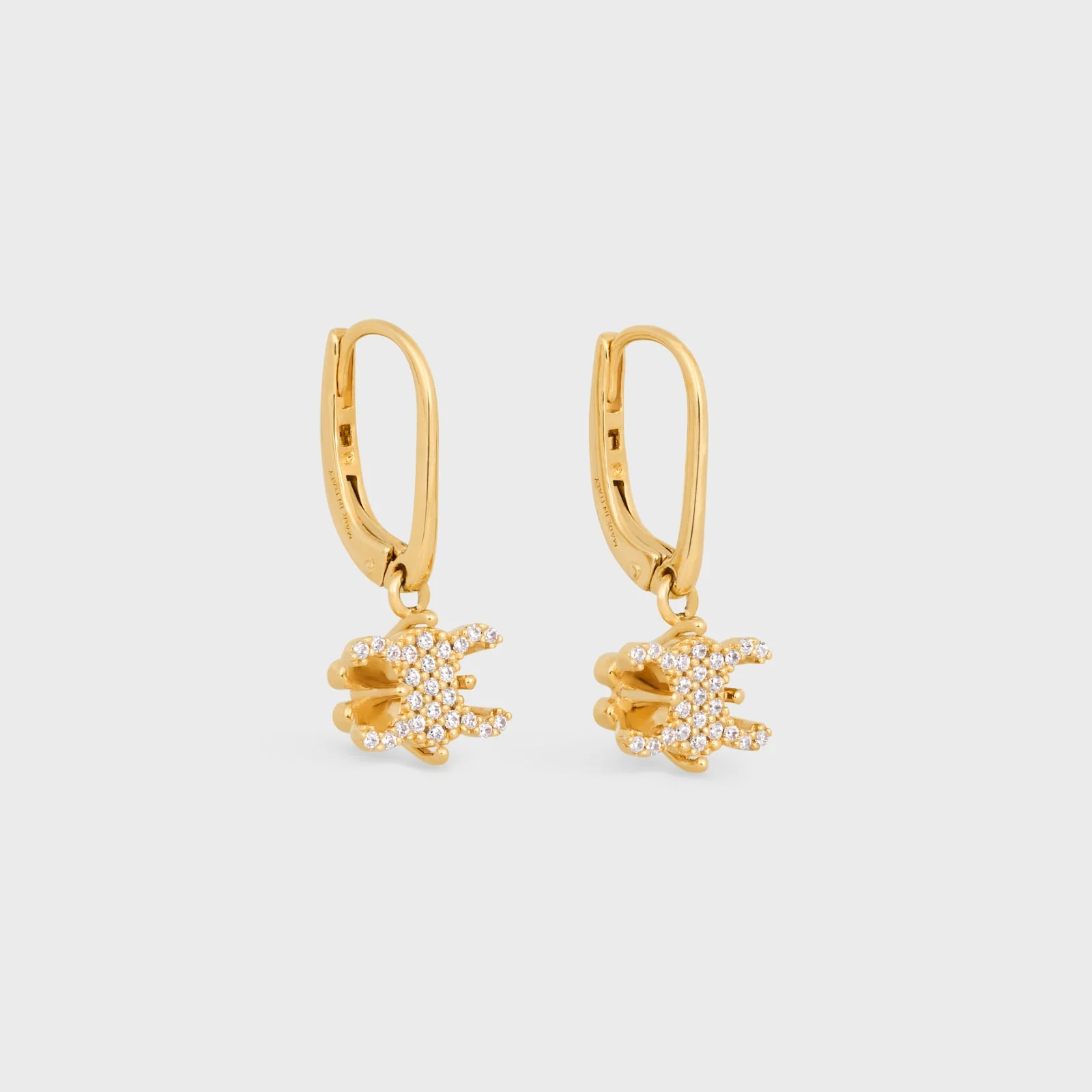 Triomphe Solitaire Sparkle Earrings In Strass And Brass With Gold Finish - Image 2