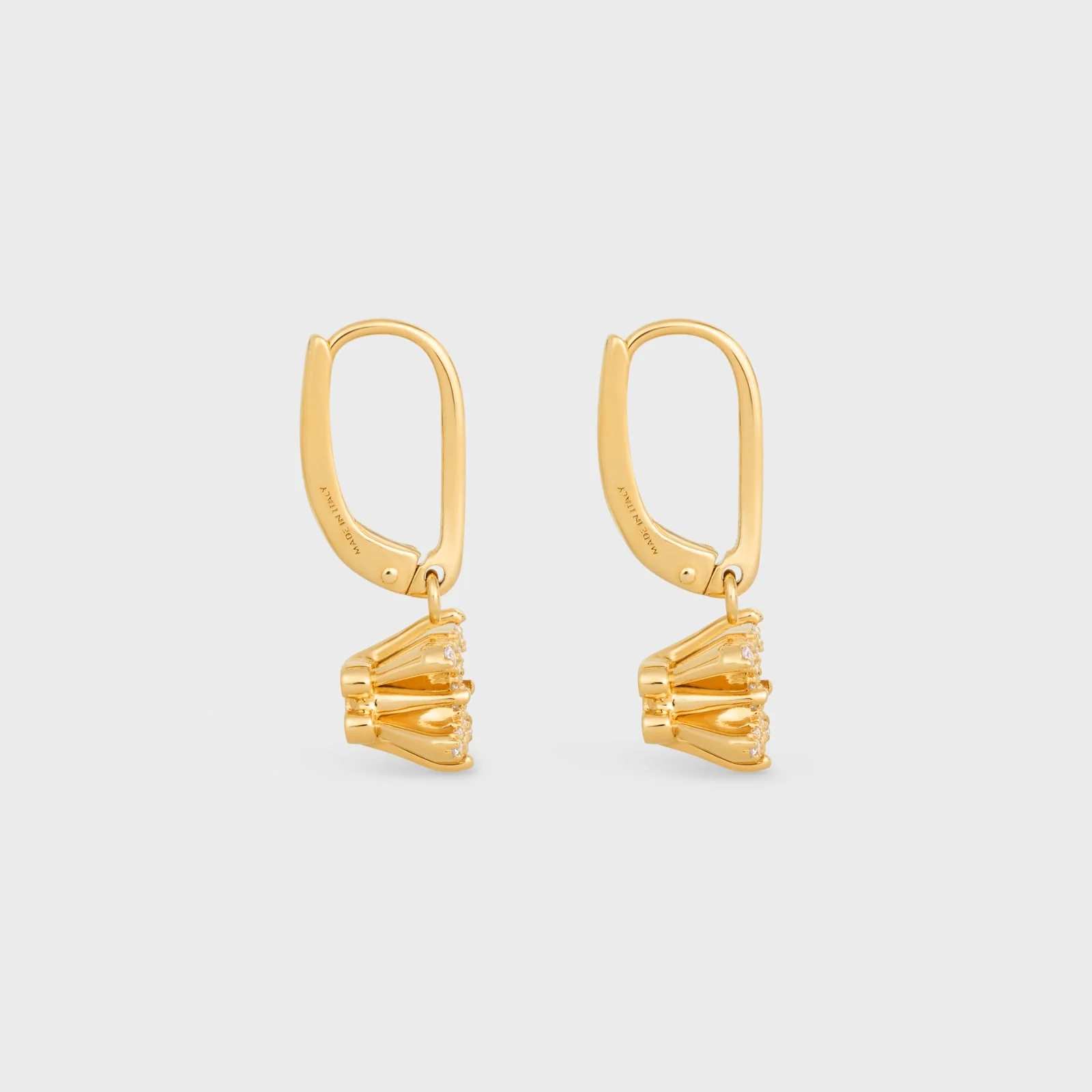 Triomphe Solitaire Sparkle Earrings In Strass And Brass With Gold Finish - Image 3