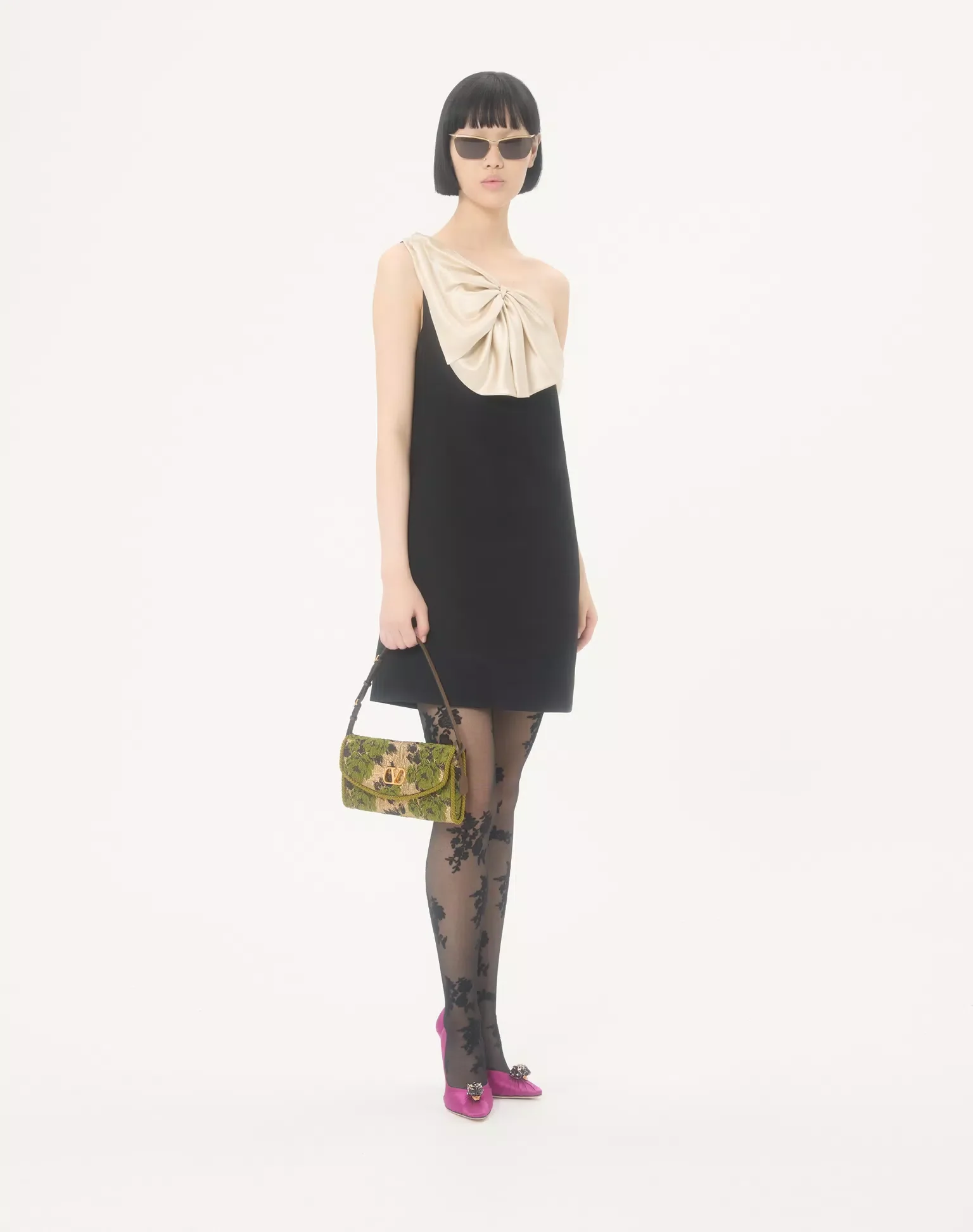 Valentino Garavani DeVain Small Shoulder Bag in Jacquard Lurex Fabric - Image 2