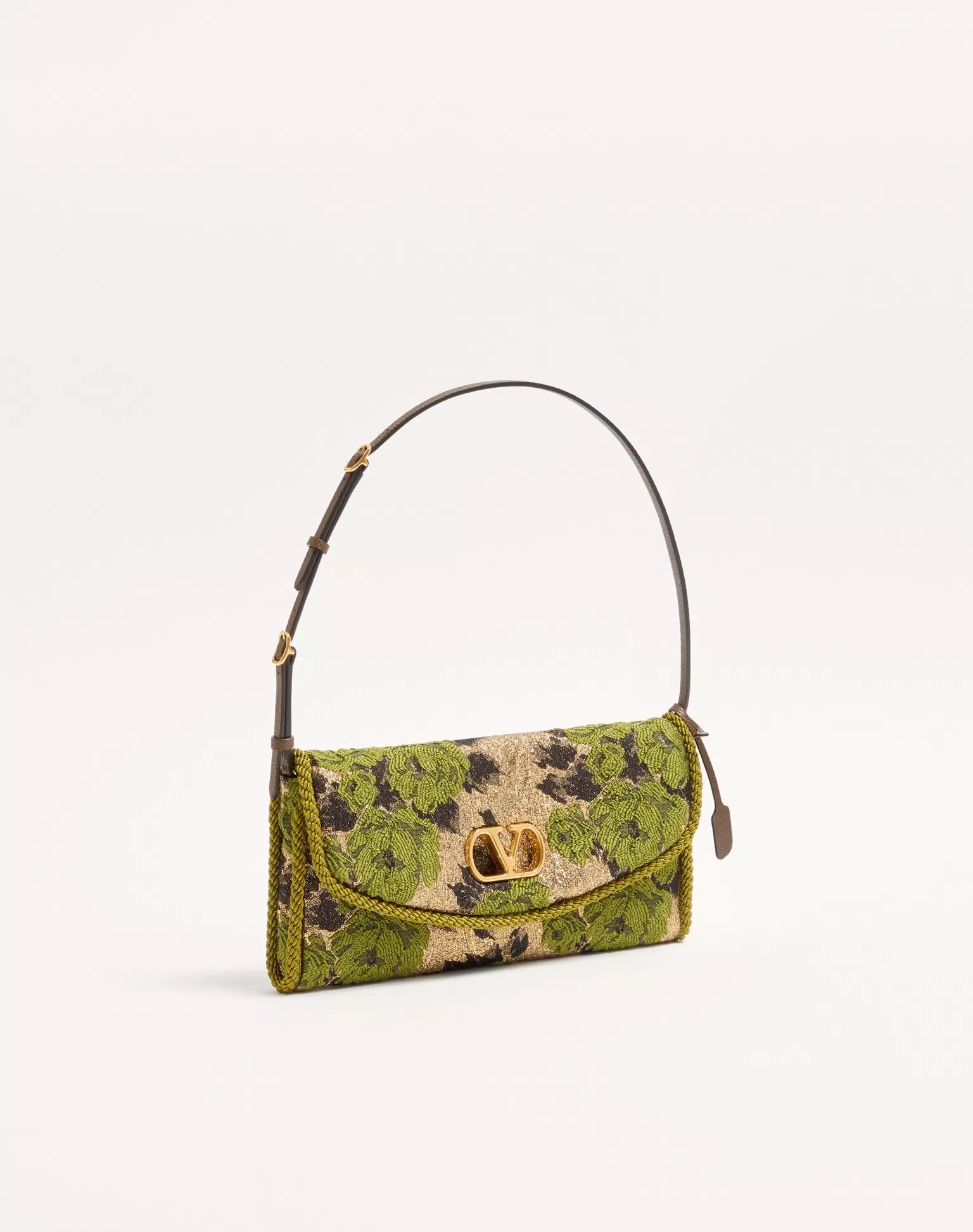 Valentino Garavani DeVain Small Shoulder Bag in Jacquard Lurex Fabric - Image 3