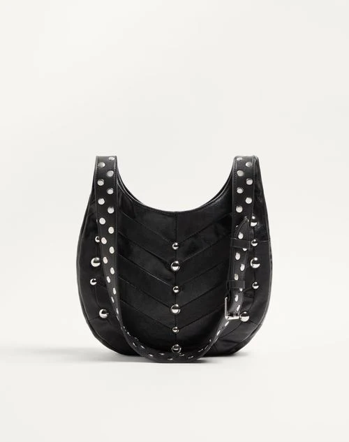 Valentino Garavani Hoboho Small Nappa Leather Hobo Bag With Chevron Pattern And Studs