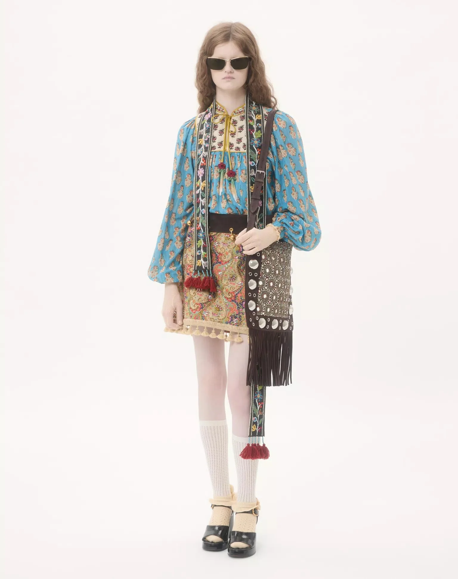 Valentino Garavani Nellcôte Embroidered Shoulder Bag With Fringes - Image 2