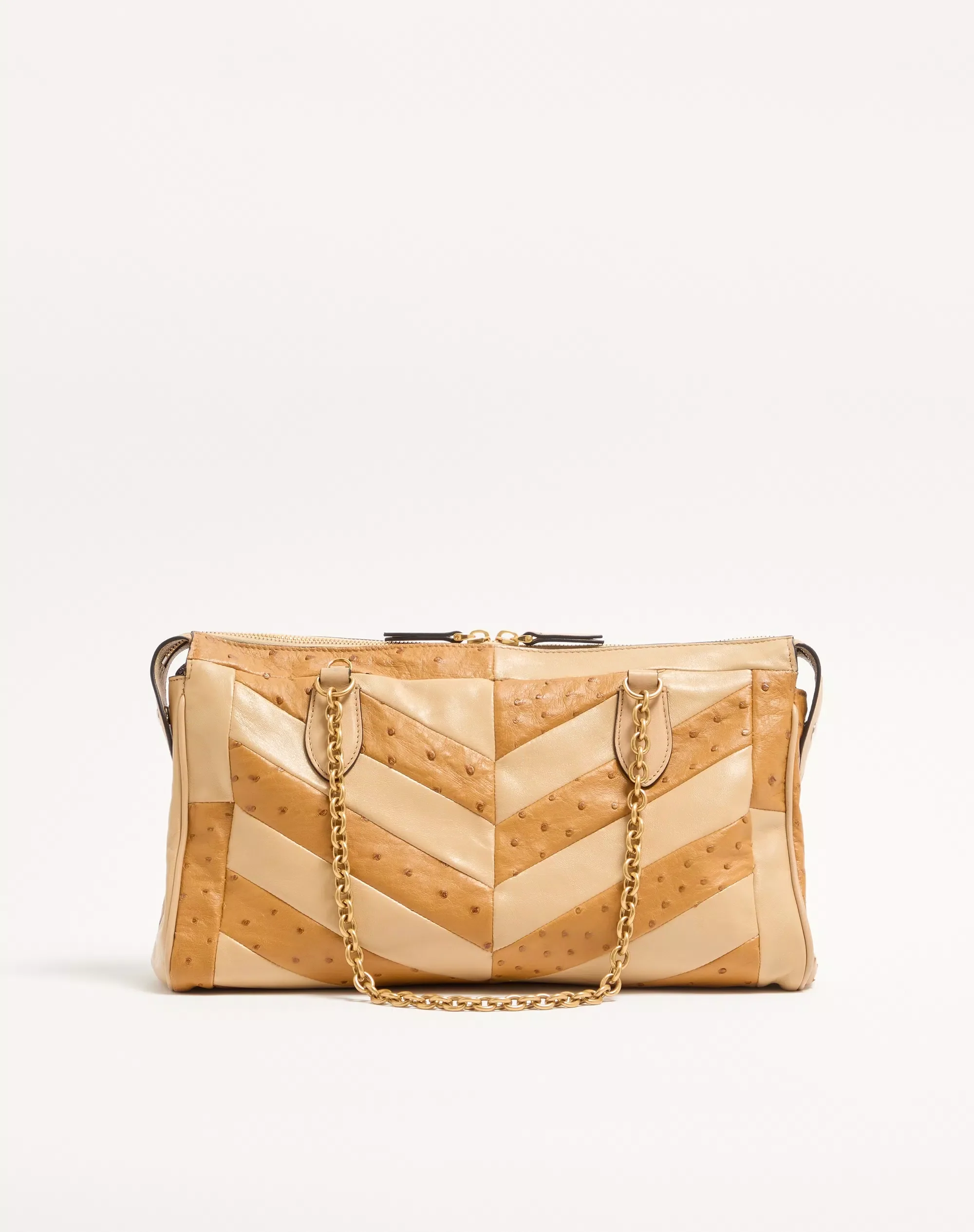 Valentino Garavani Panthea Medium Shoulder Bag In Ostrich And Nappa Leather With A Chevron Pattern - Image 2