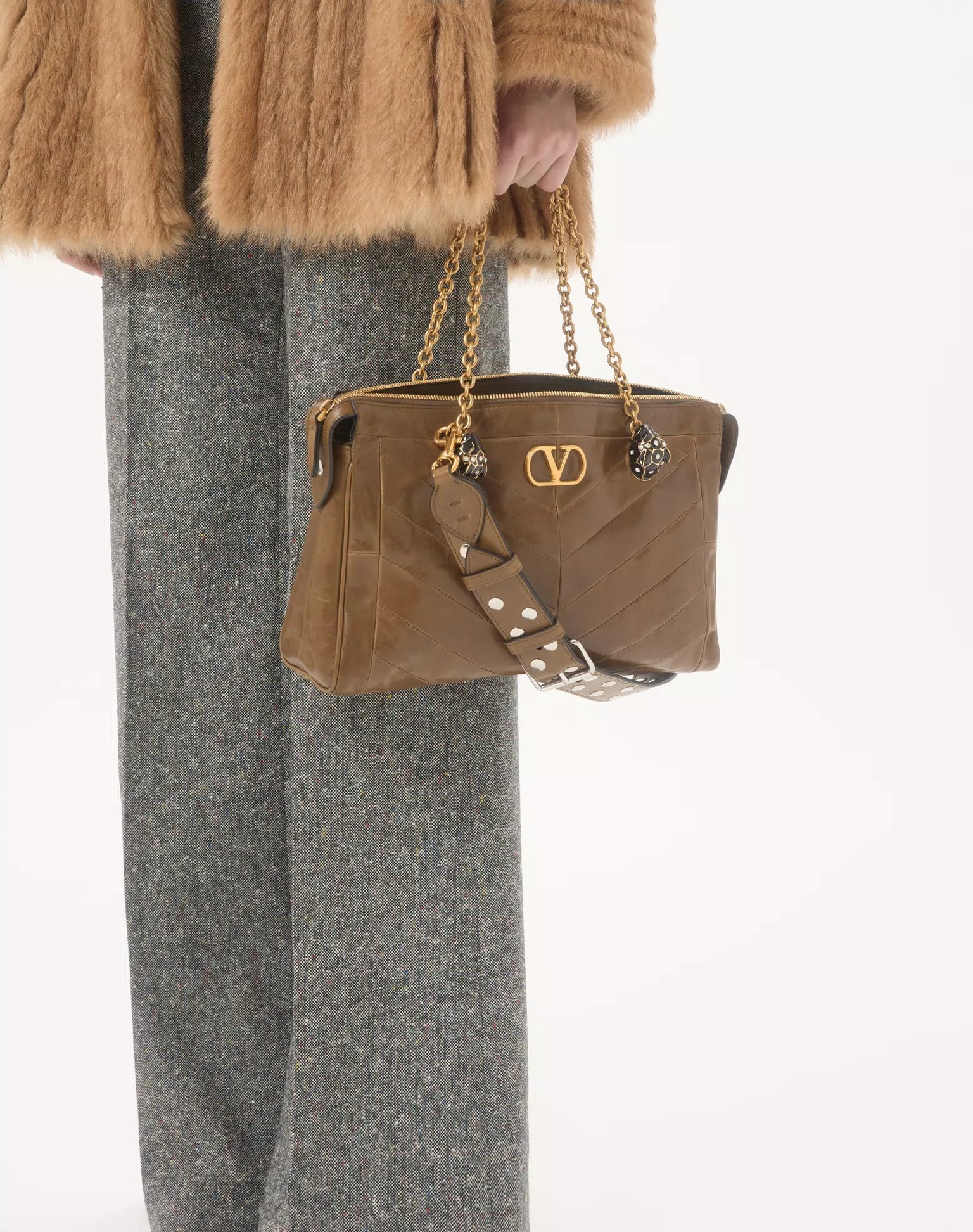 Valentino Garavani Panthea Shoulder Bag In Nappa Leather With Chevron Pattern - Image 7