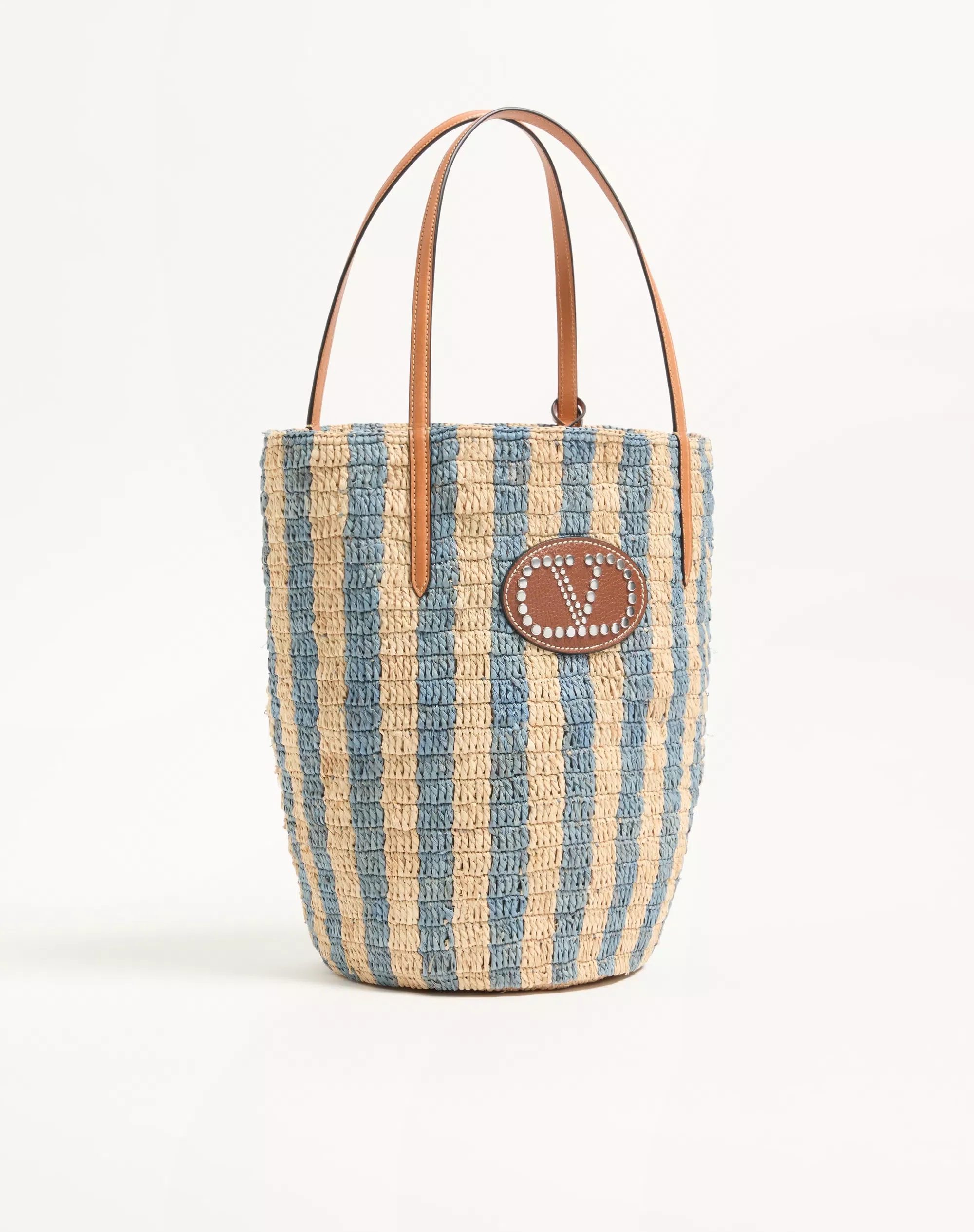Valentino Garavani Striped Raffia Shopping Bag - Image 2